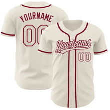Load image into Gallery viewer, Custom Cream Cream-Crimson Authentic Baseball Jersey