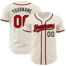 Load image into Gallery viewer, Custom Cream Red-Black Authentic Baseball Jersey