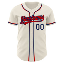 Load image into Gallery viewer, Custom Cream Red-Navy Authentic Baseball Jersey