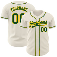 Load image into Gallery viewer, Custom Cream Green-Gold Authentic Baseball Jersey