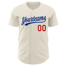 Load image into Gallery viewer, Custom Cream Red-Royal Authentic Baseball Jersey