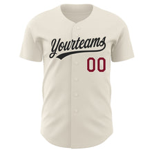Load image into Gallery viewer, Custom Cream Crimson-Black Authentic Baseball Jersey