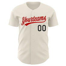 Load image into Gallery viewer, Custom Cream Black-Red Authentic Baseball Jersey
