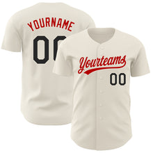 Load image into Gallery viewer, Custom Cream Black-Red Authentic Baseball Jersey
