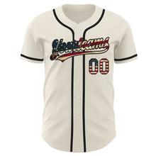 Load image into Gallery viewer, Custom Cream Vintage USA Flag-Black Authentic Baseball Jersey