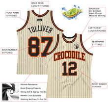 Load image into Gallery viewer, Custom Cream Black Pinstripe Black-Orange Authentic Basketball Jersey