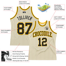 Load image into Gallery viewer, Custom Cream Black Pinstripe Black-Gold Authentic Basketball Jersey