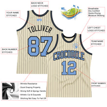 Load image into Gallery viewer, Custom Cream Black Pinstripe Blue Authentic Basketball Jersey