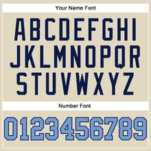 Load image into Gallery viewer, Custom Cream Navy Pinstripe Light Blue Authentic Basketball Jersey