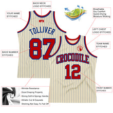 Load image into Gallery viewer, Custom Cream Royal Pinstripe Red Authentic Basketball Jersey