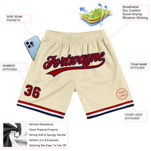 Load image into Gallery viewer, Custom Cream Red-Navy Authentic Throwback Basketball Shorts