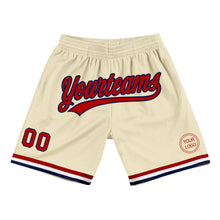 Load image into Gallery viewer, Custom Cream Red-Navy Authentic Throwback Basketball Shorts