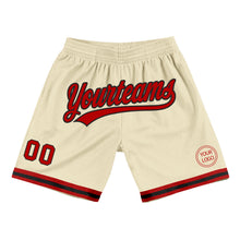 Load image into Gallery viewer, Custom Cream Red-Black Authentic Throwback Basketball Shorts