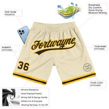 Load image into Gallery viewer, Custom Cream Black-Gold Authentic Throwback Basketball Shorts