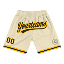 Load image into Gallery viewer, Custom Cream Black-Gold Authentic Throwback Basketball Shorts