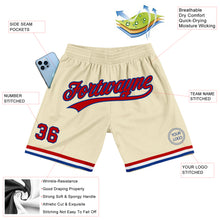Load image into Gallery viewer, Custom Cream Red-Royal Authentic Throwback Basketball Shorts