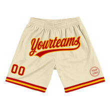 Load image into Gallery viewer, Custom Cream Red-Gold Authentic Throwback Basketball Shorts