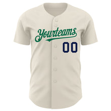 Load image into Gallery viewer, Custom Cream Kelly Green-Navy Authentic Baseball Jersey