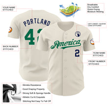 Load image into Gallery viewer, Custom Cream Kelly Green-Navy Authentic Baseball Jersey