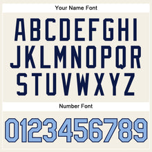 Load image into Gallery viewer, Custom Cream Light Blue Pinstripe Navy Authentic Baseball Jersey