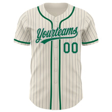 Load image into Gallery viewer, Custom Cream Gray Pinstripe Kelly Green Authentic Baseball Jersey