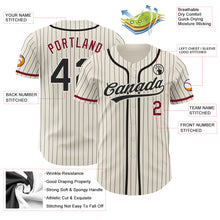 Load image into Gallery viewer, Custom Cream Black Pinstripe Crimson Authentic Baseball Jersey