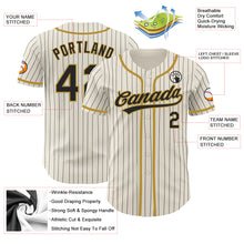 Load image into Gallery viewer, Custom Cream Black Pinstripe Old Gold Authentic Baseball Jersey