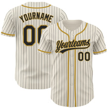Load image into Gallery viewer, Custom Cream Black Pinstripe Old Gold Authentic Baseball Jersey