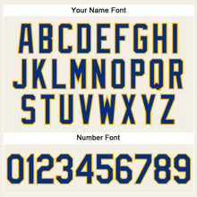 Load image into Gallery viewer, Custom Cream Royal Pinstripe Gold Authentic Baseball Jersey