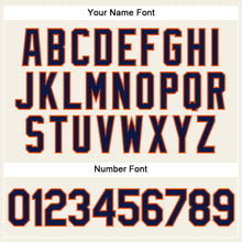 Load image into Gallery viewer, Custom Cream Navy Pinstripe Orange Authentic Baseball Jersey
