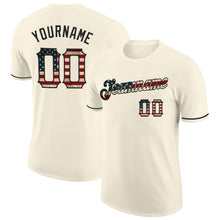 Load image into Gallery viewer, Custom Cream Vintage USA Flag-Black Performance T-Shirt