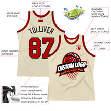 Load image into Gallery viewer, Custom Cream Red-Black Authentic Throwback Basketball Jersey
