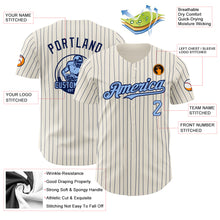 Load image into Gallery viewer, Custom Cream Navy Pinstripe Light Blue Authentic Baseball Jersey
