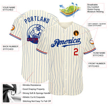 Load image into Gallery viewer, Custom Cream Royal Pinstripe Red-White Authentic Baseball Jersey