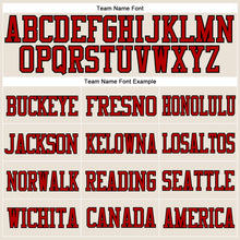 Load image into Gallery viewer, Custom Cream Red-Black Mesh Authentic Football Jersey