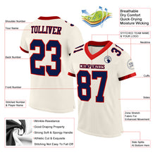 Load image into Gallery viewer, Custom Cream Navy-Red Mesh Authentic Football Jersey