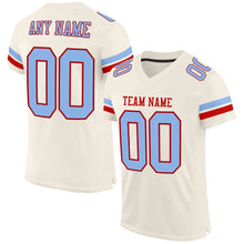 Load image into Gallery viewer, Custom Cream Light Blue-Red Mesh Authentic Football Jersey