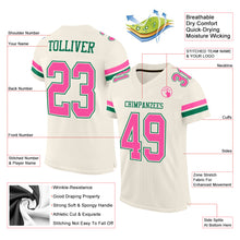 Load image into Gallery viewer, Custom Cream Pink-Kelly Green Mesh Authentic Football Jersey
