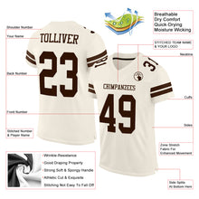 Load image into Gallery viewer, Custom Cream Brown Mesh Authentic Football Jersey