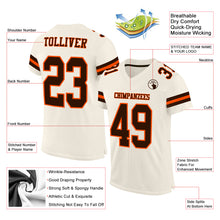 Load image into Gallery viewer, Custom Cream Brown-Orange Mesh Authentic Football Jersey