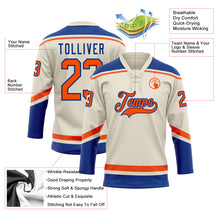 Load image into Gallery viewer, Custom Cream Orange-Royal Hockey Lace Neck Jersey