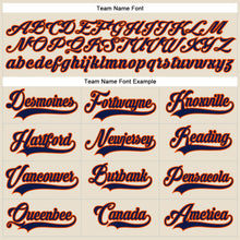 Load image into Gallery viewer, Custom Cream Navy-Orange Hockey Lace Neck Jersey