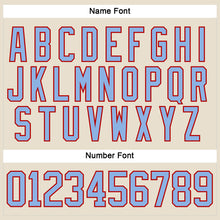 Load image into Gallery viewer, Custom Cream Light Blue-Red Hockey Lace Neck Jersey