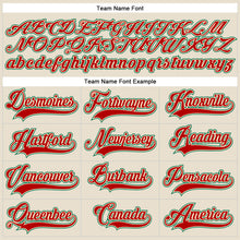 Load image into Gallery viewer, Custom Cream Red-Kelly Green Hockey Lace Neck Jersey