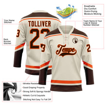 Load image into Gallery viewer, Custom Cream Brown-Orange Hockey Lace Neck Jersey