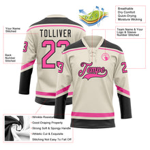 Load image into Gallery viewer, Custom Cream Pink-Black Hockey Lace Neck Jersey