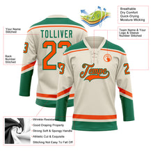 Load image into Gallery viewer, Custom Cream Orange-Kelly Green Hockey Lace Neck Jersey