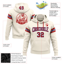 Load image into Gallery viewer, Custom Stitched Cream Red-Royal Football Pullover Sweatshirt Hoodie