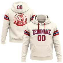 Load image into Gallery viewer, Custom Stitched Cream Red-Royal Football Pullover Sweatshirt Hoodie