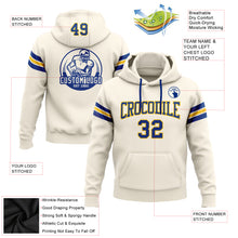 Load image into Gallery viewer, Custom Stitched Cream Royal-Yellow Football Pullover Sweatshirt Hoodie